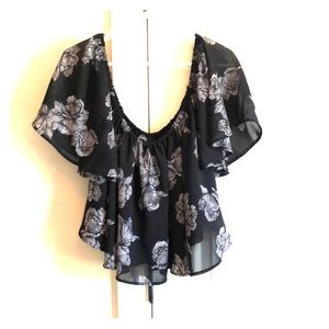 Off the shoulder flowy flower shirt